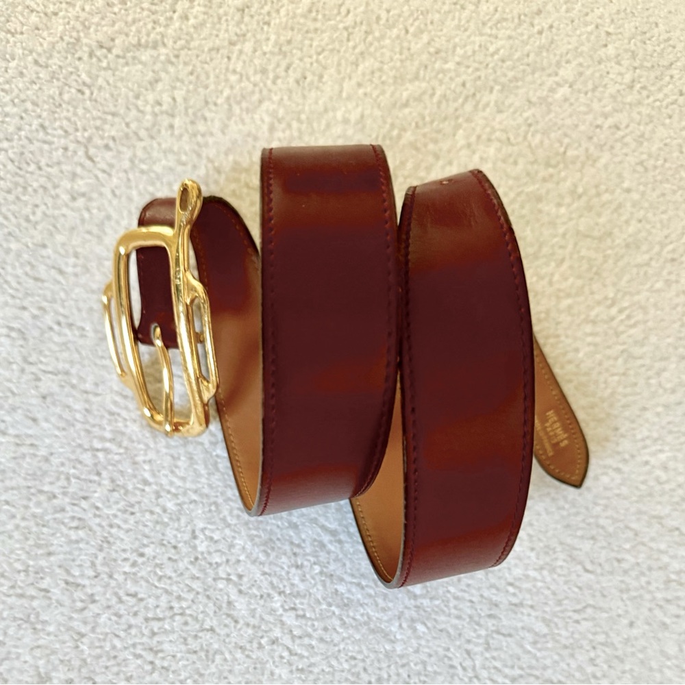 Rare Vintage Hermes Reversible Gold Buckle Belt